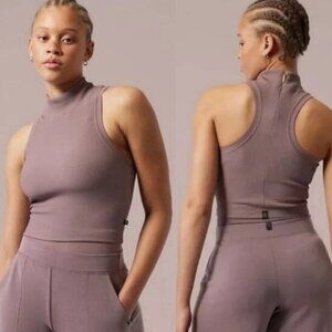 Athleta Alicia Keys Purple Ribbed Racerback Cropped Tank Top - 47133